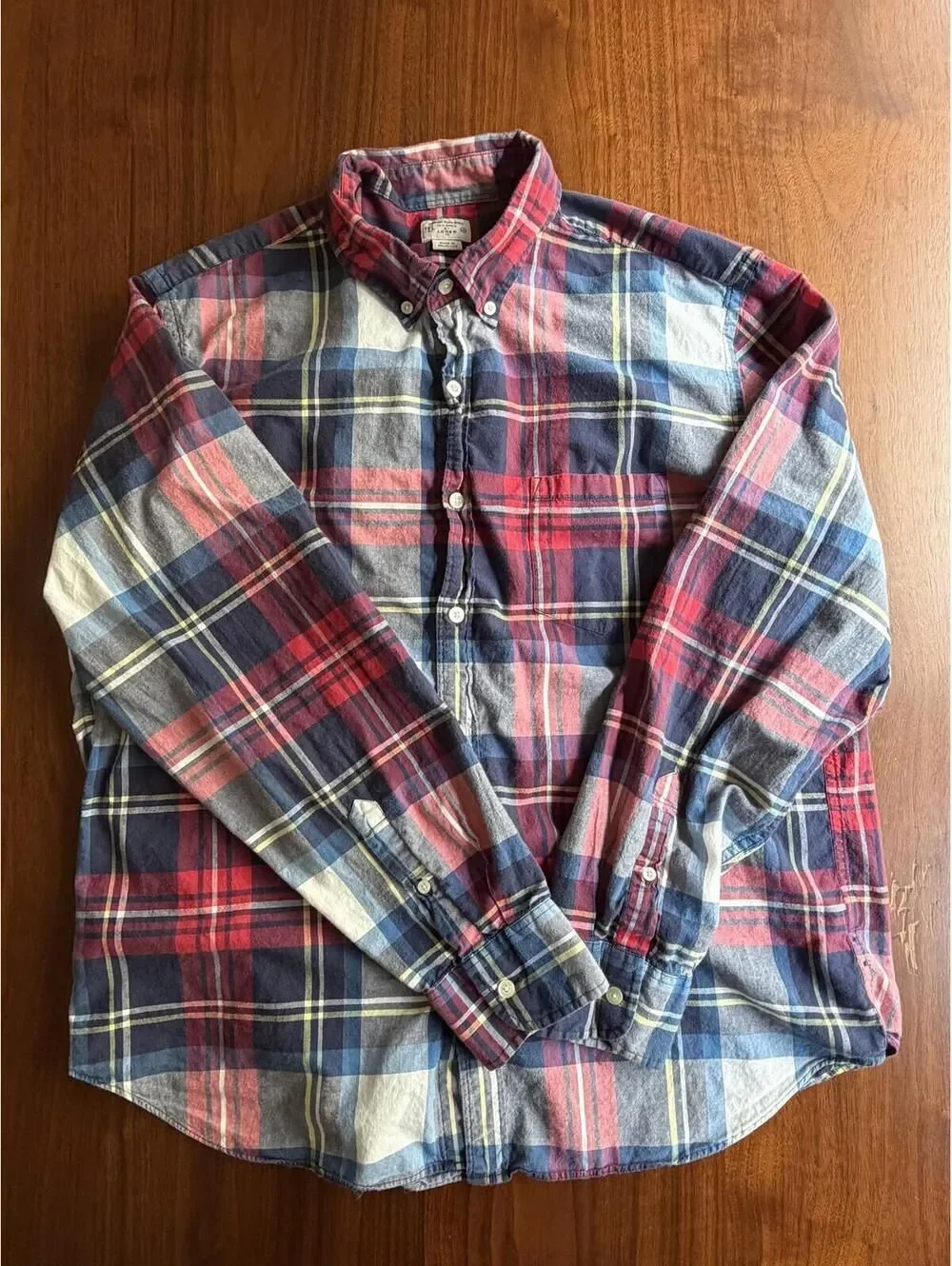 J.Crew Summer Blue & Red Plaid Button-Up Shirt - Size XL